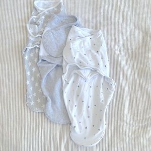 Bundle of 0-3M Aden Anais Velcro swaddles with zipper bottom